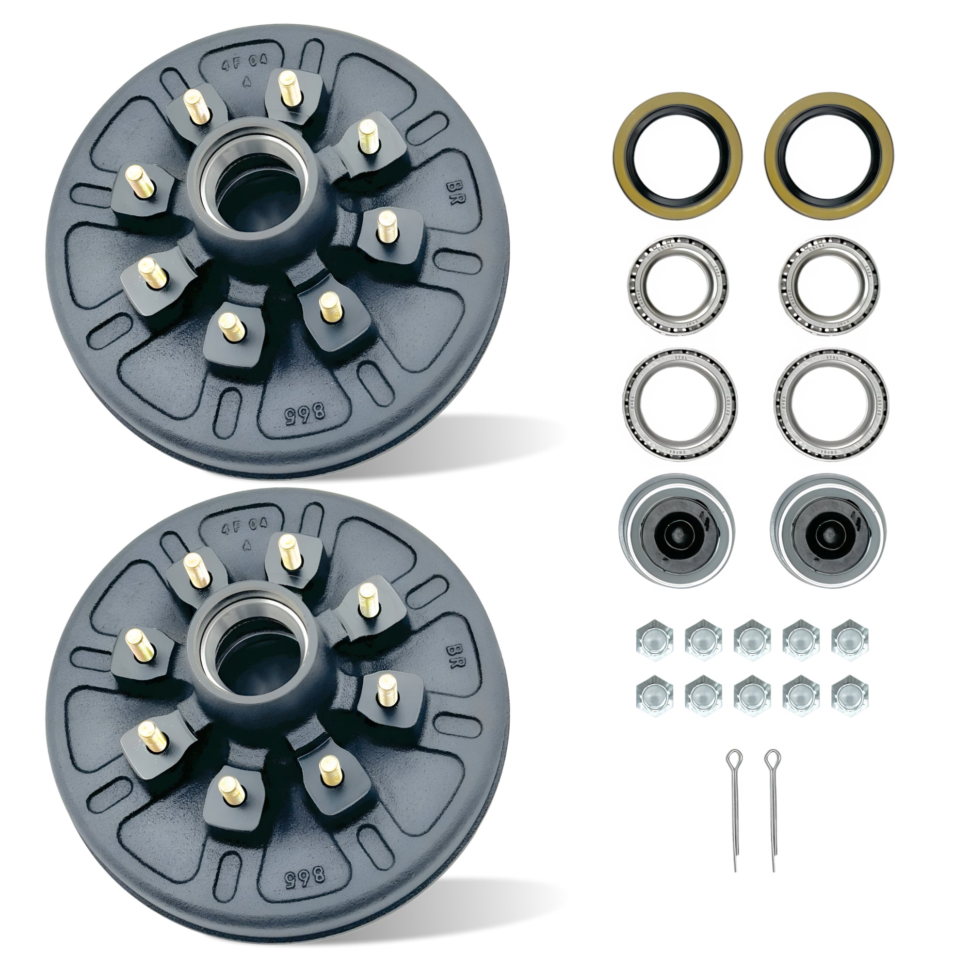 Kit de tambor de cubo de freno de remolque para eje de 7000 libras - 1 par (8 espárragos)