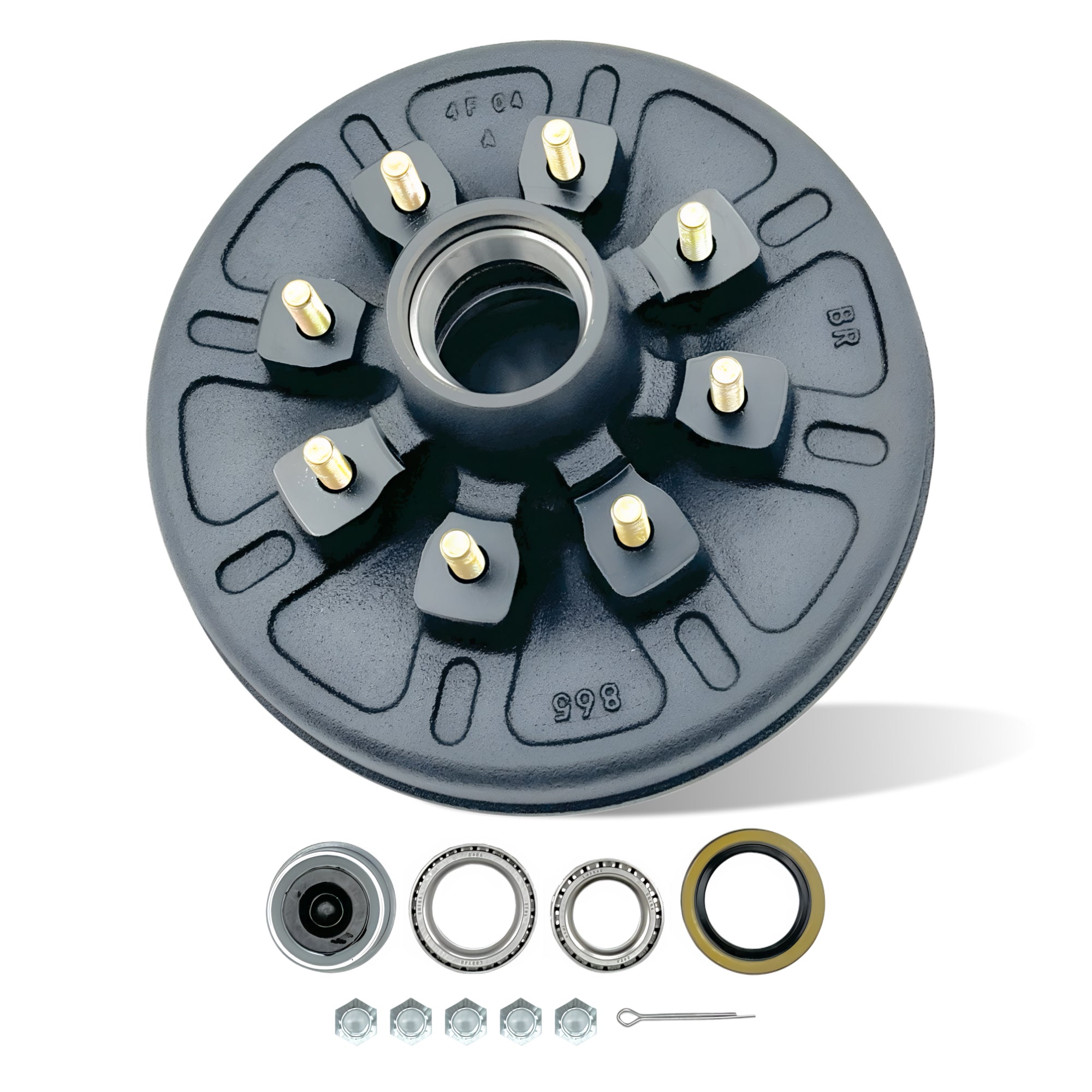 Kit de tambor de cubo de freno de remolque para eje de 7000 libras (8 espárragos)