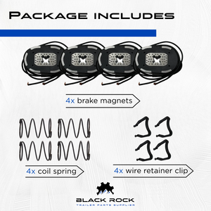 Electric Trailer Brake Magnet Kit - Fits 12" x 2" Brakes for 5200-7000 lbs Axles, Includes Retainer Clips & Coil Springs (Set of 4)