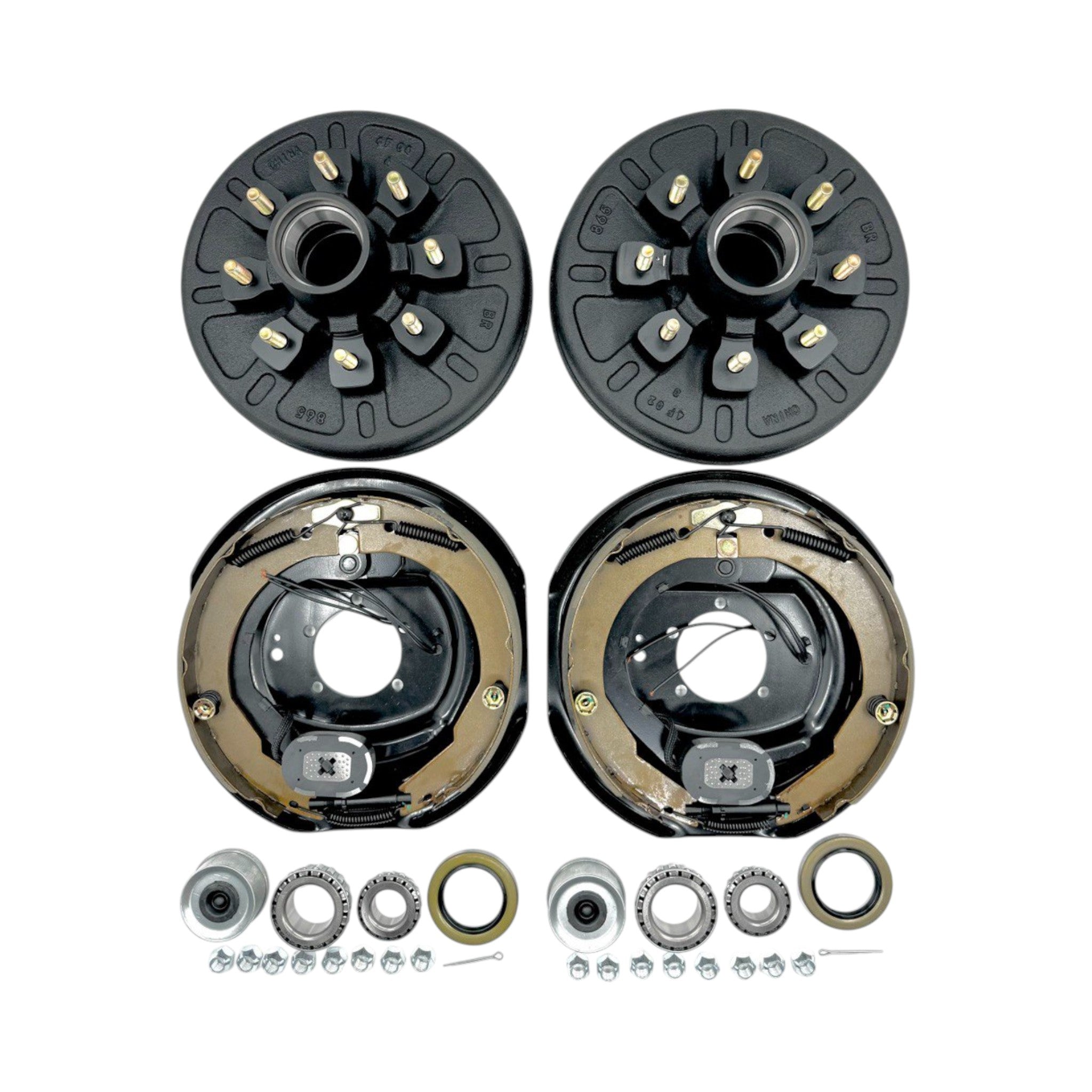 Kit de tambor de cubo de freno de remolque para eje de 7000 libras - 8 pernos con kit de ensamblaje de freno de remolque elΓ©ctrico de 12" x 2"