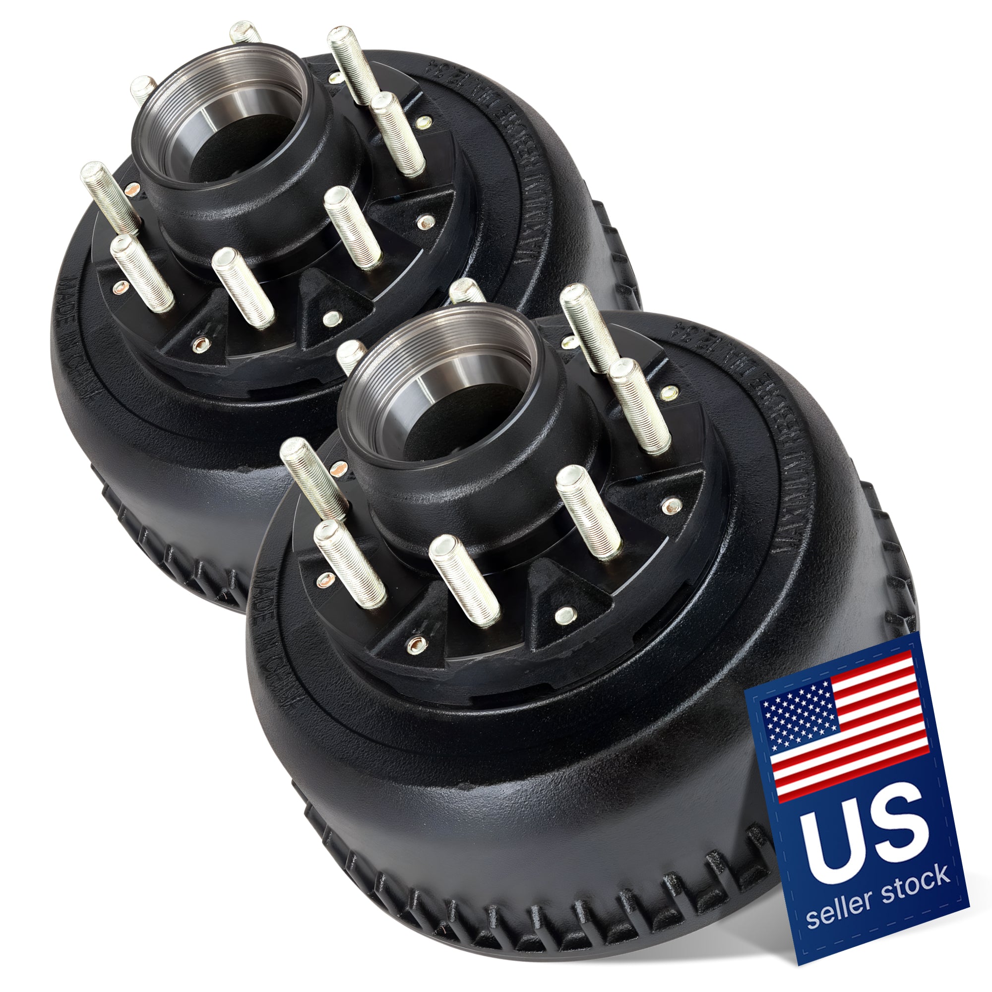 Trailer Brake Hub Drum for 9000-10000 Lbs Axle - 1 Pair (8 Lug, New Style)