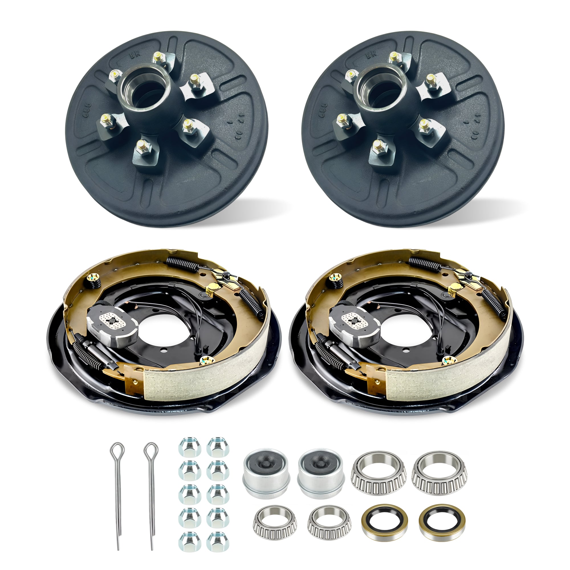 Kit de tambor de cubo de freno de remolque para eje de 5200 a 6000 libras - 6 pernos con frenos de remolque eléctricos de 7K de 12" x 2"