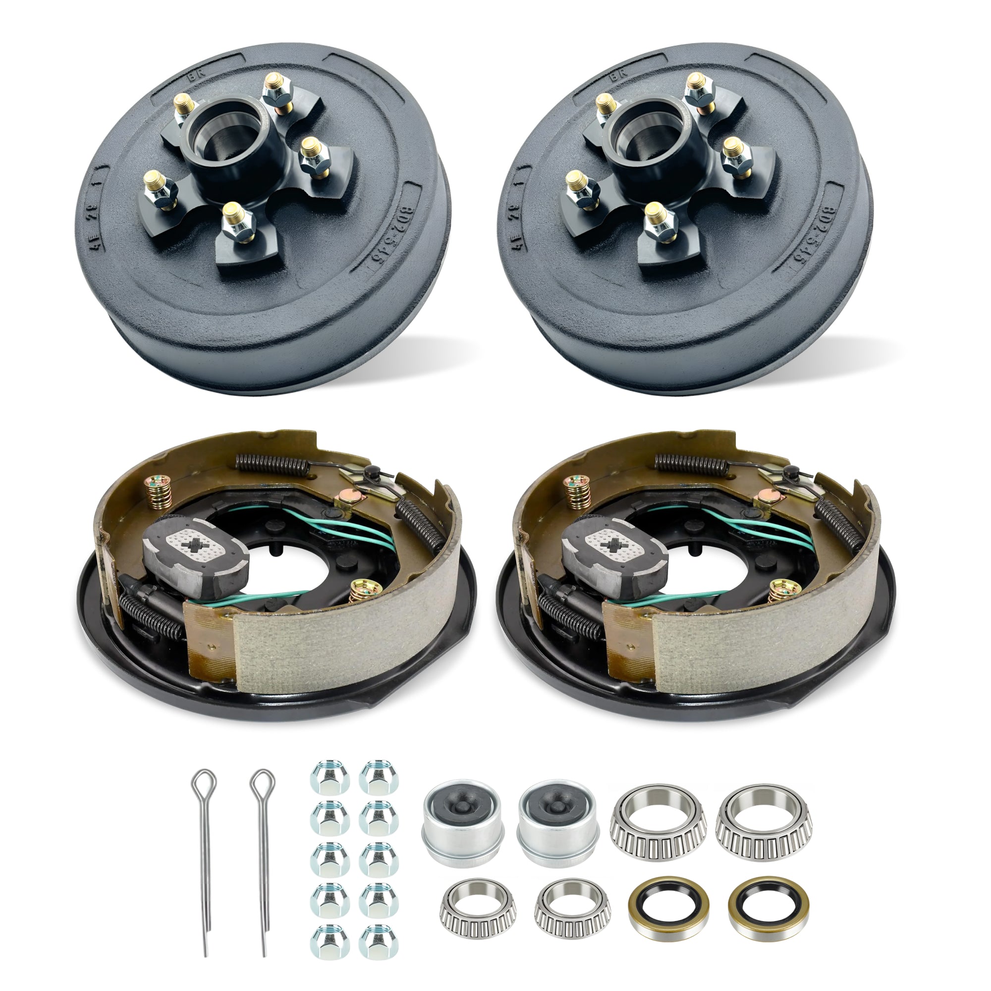 Kit de tambor de freno de remolque de 5 pernos con kit de ensamblaje de freno eléctrico - 3500 lb - 10 x 2,25"