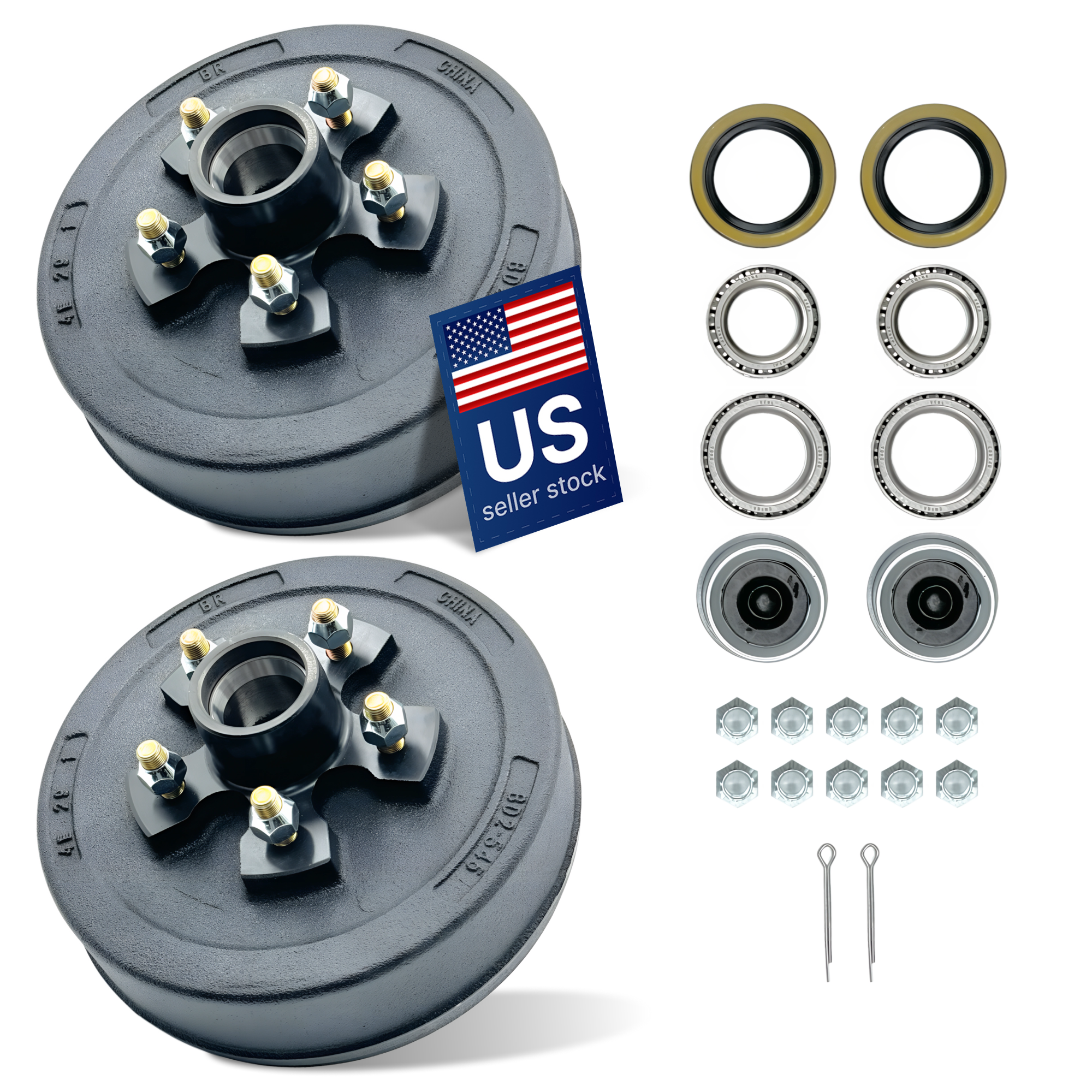 Trailer Brake Drum Kit for 3500 Lbs Axle - 1 Pair (5 Lug)