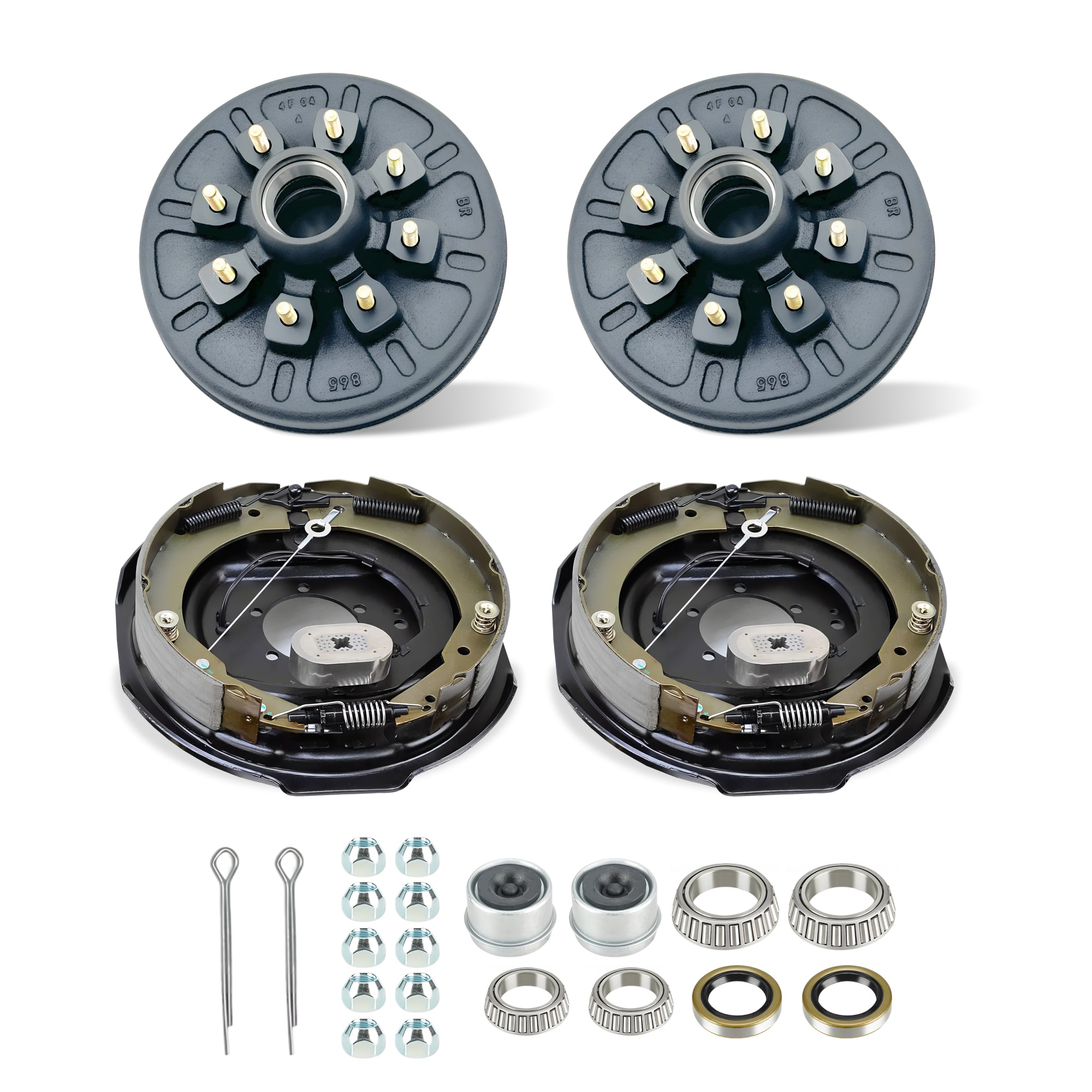 Kit de tambor de cubo de freno de remolque para eje de 7000 libras - 8 pernos con frenos de remolque eléctricos autoajustables de 12" x 2"
