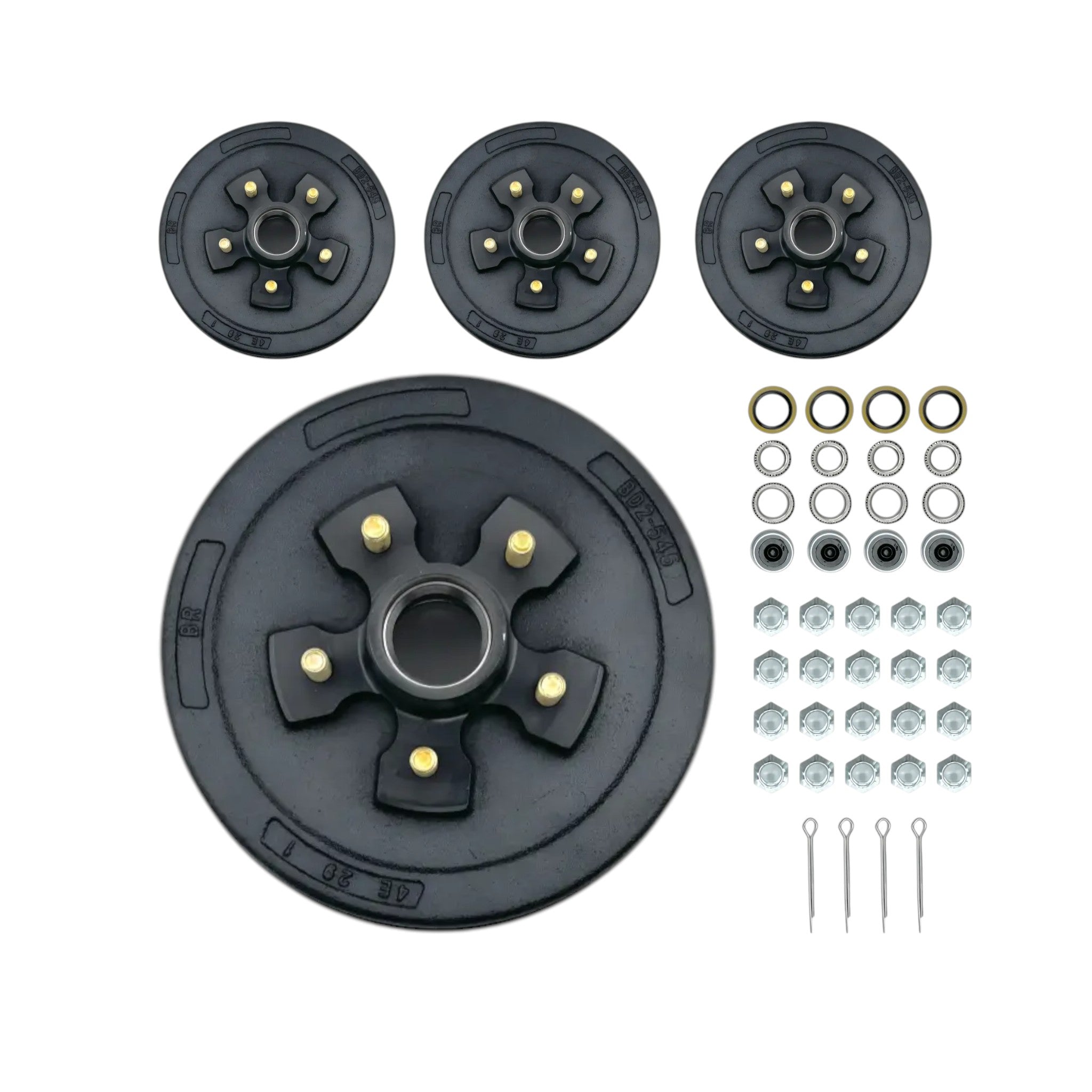 Trailer Brake Drum Kit for 3500 Lbs Axle - 2 Pair (5 Lug)