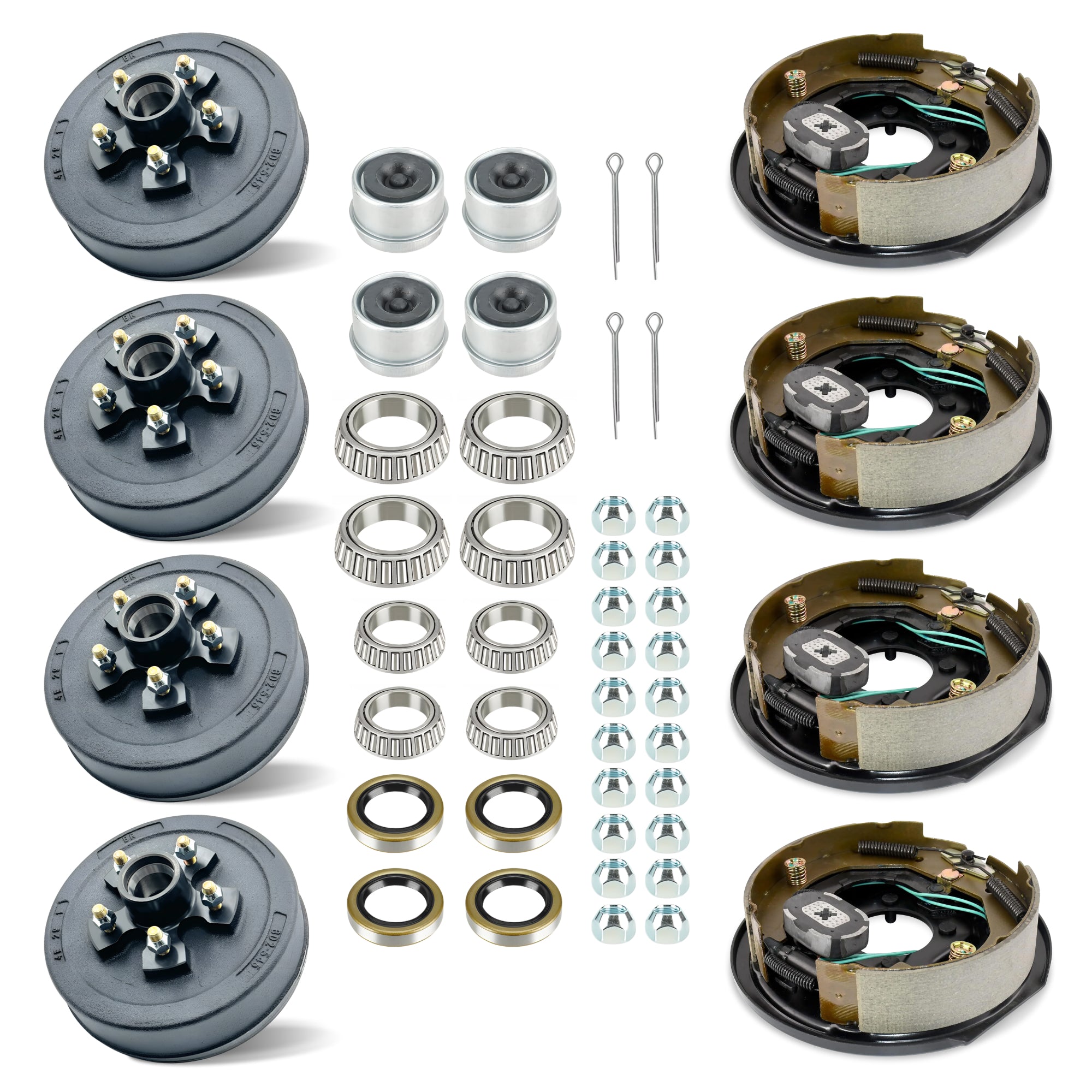 Kits de tambor de freno para remolque de 4 piezas, 5 pernos con 4 frenos eléctricos, 3500 lb, 10 x 2,25" (juego de 4 x 4) 