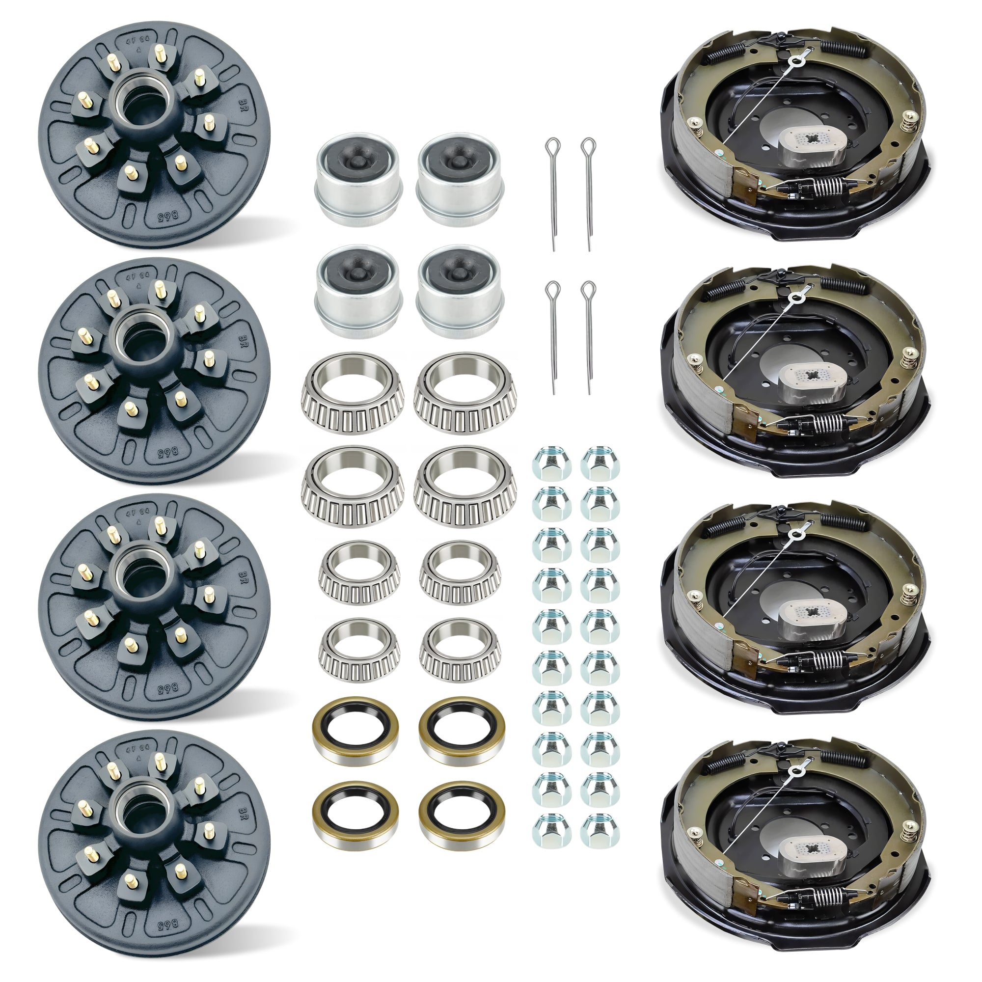 7000 Lb Trailer Brake Hub Drum Kit with Self-Adjusting Electric Trailer Brakes (Set of 4)