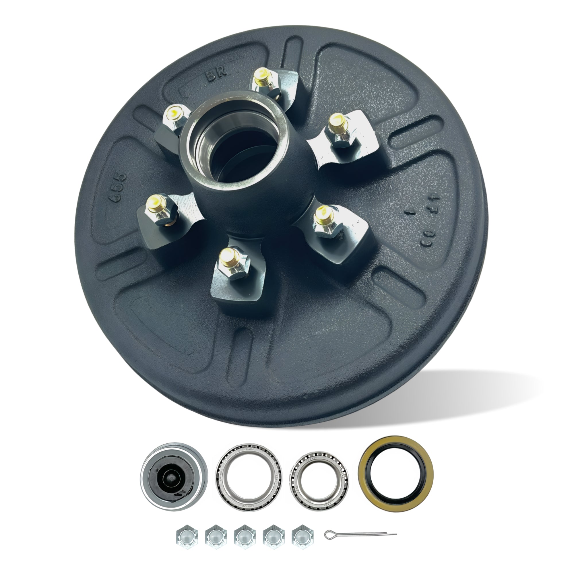 Kit de tambor de cubo de freno de remolque para eje de 5200 a 6000 libras (6 espárragos)