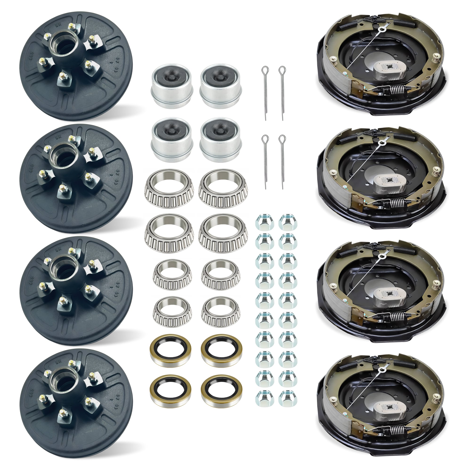 6000 Lb Trailer Brake Hub Drum Kit with Self-Adjusting 7K Electric Trailer Brakes (Set of 4)