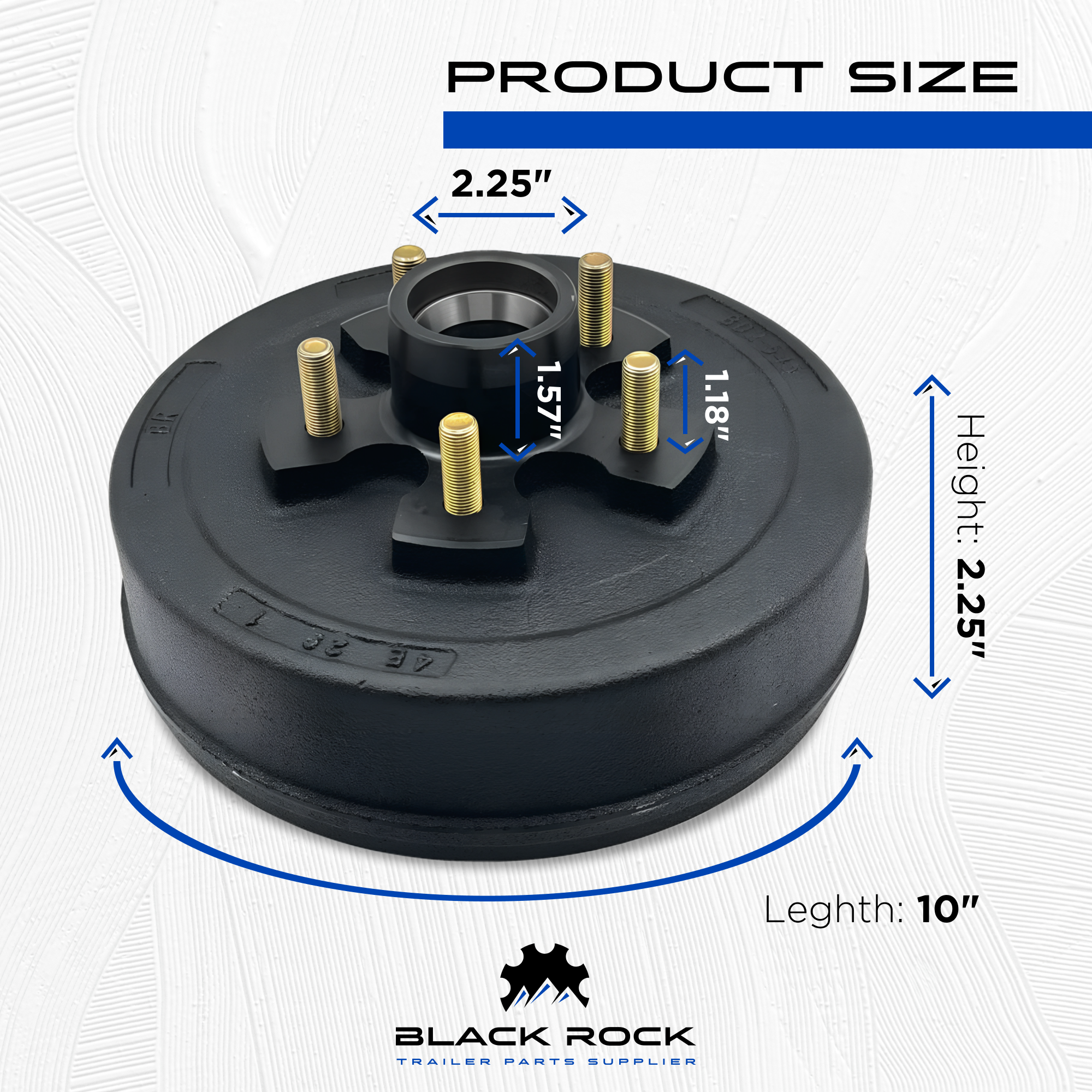 Trailer Brake Hub Drum for 3500 Lbs Axle - 1 Pair (5 Lug)