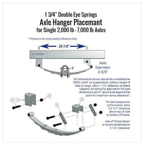 Trailer Double Eye Single Axle Hanger Kit for 2000 - 7000 lb axles - Black Rock Trailer parts