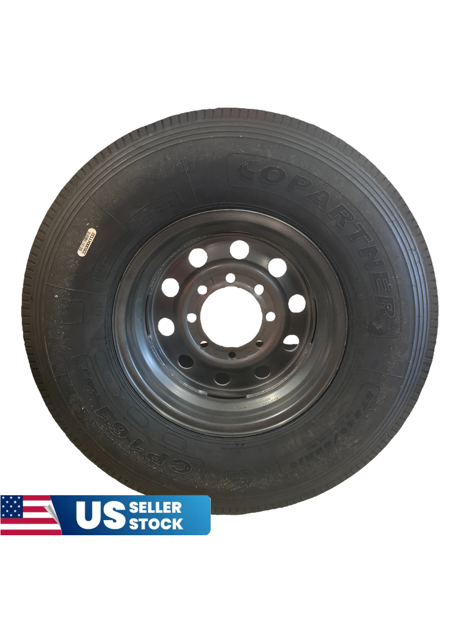 16" ST235/80 14-Ply - 8 Lug All-Steel Trailer Tire on Black Wheel